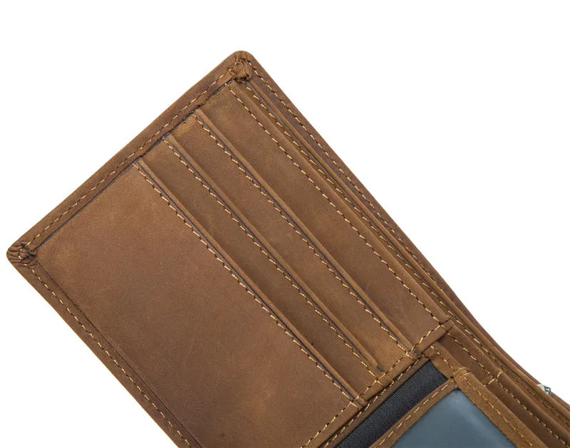 Men Wallet Short Crazy horse leather simple Small Purse Cowhide Leather Male Wallet Coin Pocket Card Holder Vintage Wallet Purse