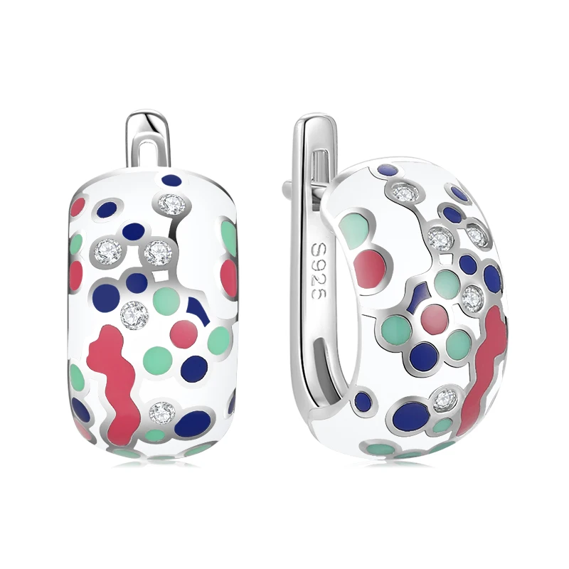 Женские серьги гвоздики в горошек из серебра 925 пробы с фианитом|Серьги-гвоздики|