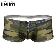 Iiniim мужское камуфляжное белье с принтом нижнее белье бандаж ремни пикантная припухлость сумка молния мотня трусы-боксеры нижнее белье