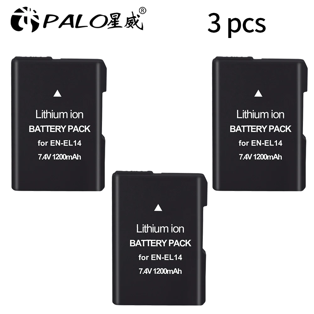 3pcs battery 2 шт. EN-EL14 EN-EL14a ENEL14 RU EL14 EL14a Батарея+ ЖК-дисплей Dual USB Зарядное устройство для Nikon D3100 D3200 D3300 D5100 D5200 D5300 - Цвет: 3pcs battery