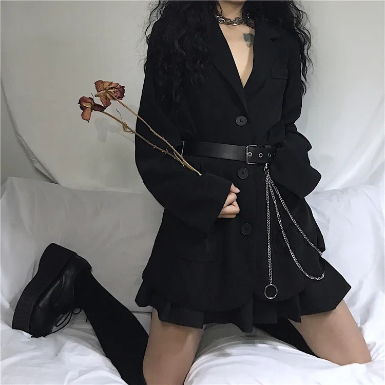 SHENGPALAE модный весенний винтажный женский костюм Базовая куртка Женский Свободный средней длины черный Женский топы и блузки ZA2489