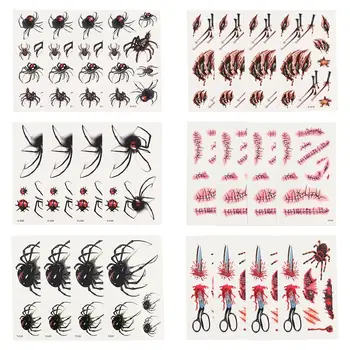 

24 Sheets Decals Horror Water Transfer Face Sticker Scar Decals