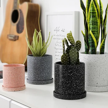 

Ceramic Flowerpot Creative Orchid Container Hydroponic Flower Pot Office Desktop Bonsai Flowerpot with Tray Home Decoration