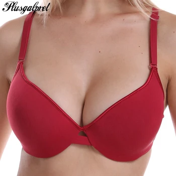 

PlusGalpret Bras for Womens Deep V Thick Cup Sexy Push Up Brassiere Underwired Girl Scoop Bra Top Plus 40 42 44 46 A B C Cup