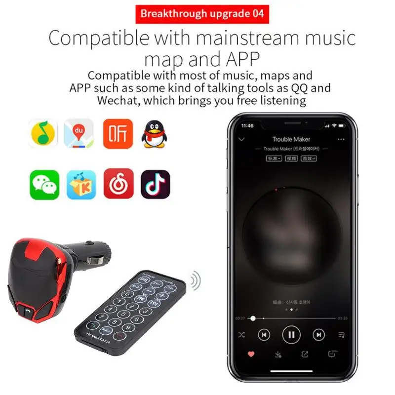 M0 Bluetooth Hands-free fm-передатчик USB автомобильный комплект Портативный Hands-free MP3 музыкальный плеер с пультом дистанционного управления