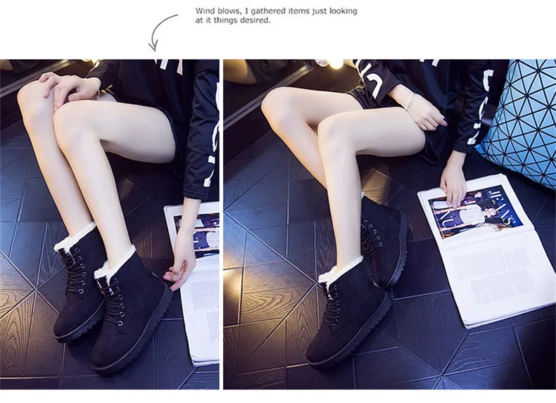 Pink Flock Warm Cotton Women Boots Cheap Winter Shoes Casual High top Fur Flats Outdoor Hot Women Snow Boots botines mujer 2021