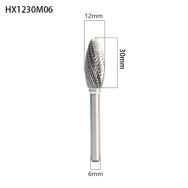 YG8 Alloy Rotary File 1Pcs Oval H-shape Single And Double Groove Tungsten Steel Woodcarving Grinding Head Carbide Milling Cutter HX1230M06