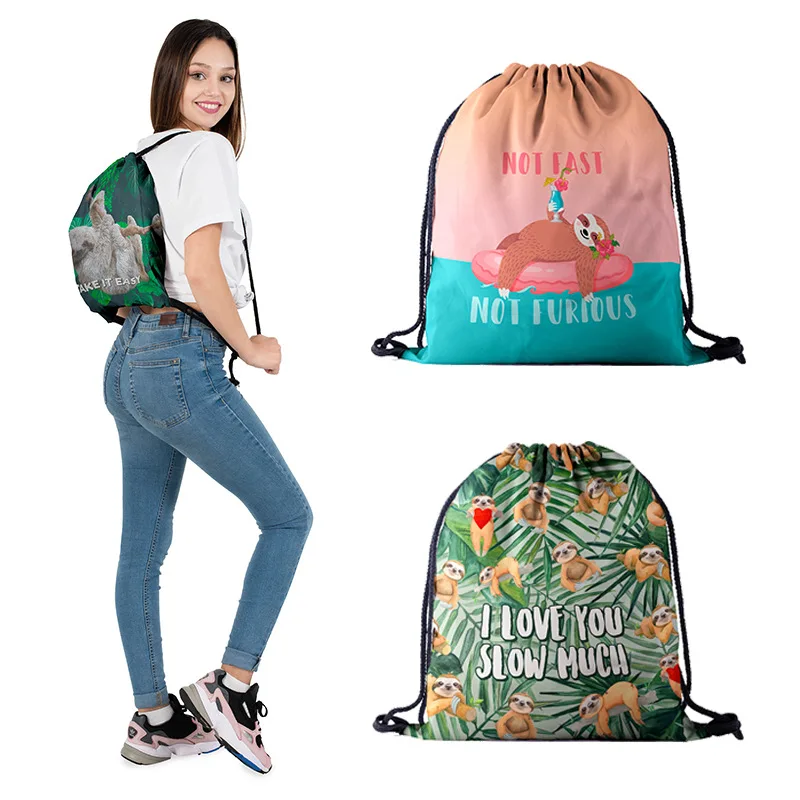 

Zohra Bradypod Series Collection 3D Digital Printing Drawstring Bag Backpack Back Bag