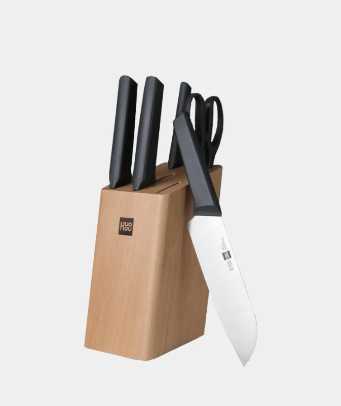 Набор Xiaomi Fire kitchen 4 ножа и ножницы с подставкой | Дом сад