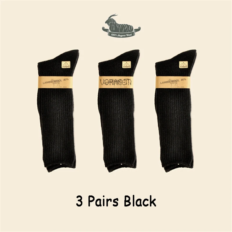Gentleman Black Мужские супер толстые носки большого размера из 80% овечьей шерсти, высококачественные классические носки делового бренда, мужские повседневные зимние носки, 3 пары = 1 партия - Цвет: Gentleman Black