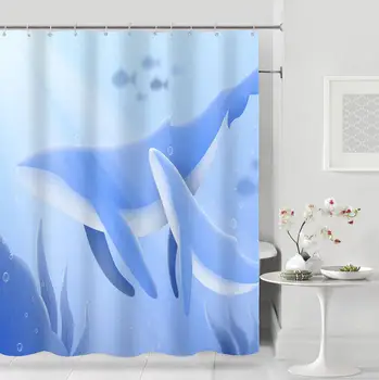 

Sea Landscape Beach Coconut Tree abstract Shower Curtain Sea Bath Single Printing Waterproof Polyester for Bathroom Decor