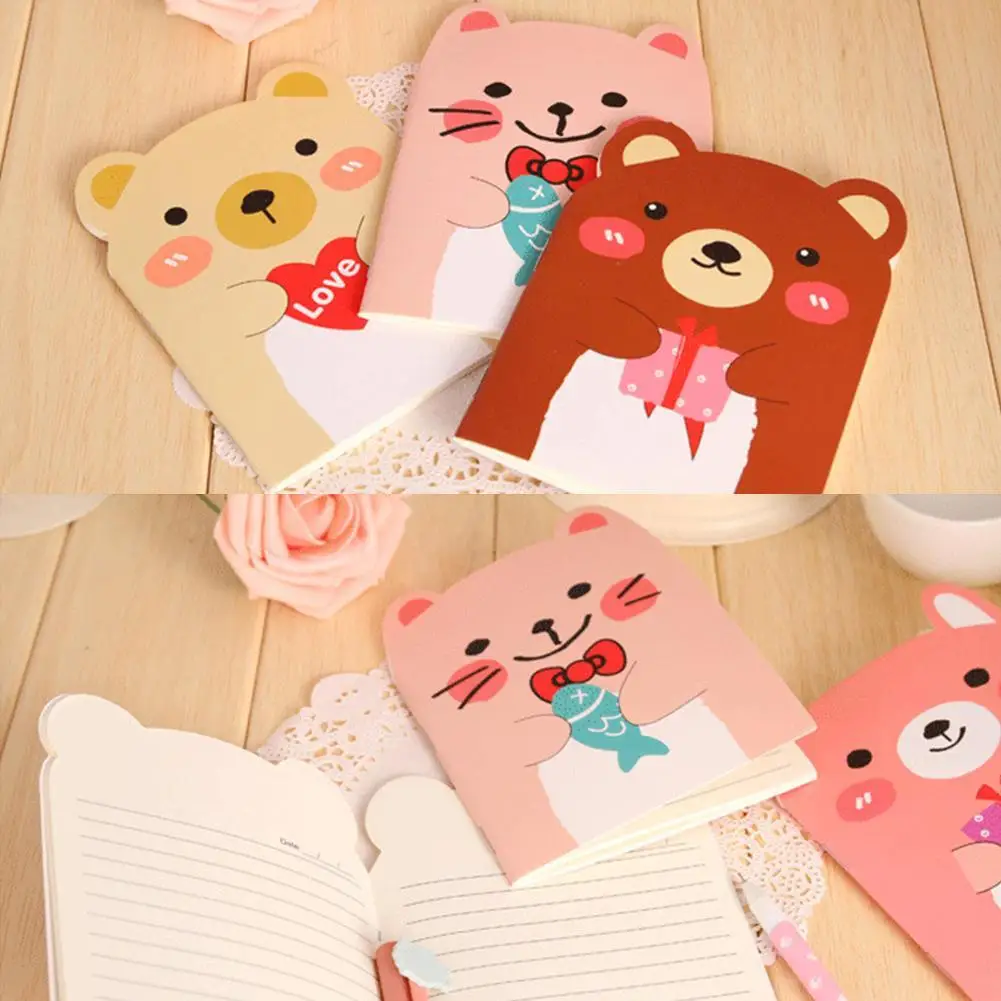 5 Pcs Portable Notebook Stationery Notepad Creative Cute Cartoon Bears Note Pad Student Vocabulary Words Recite