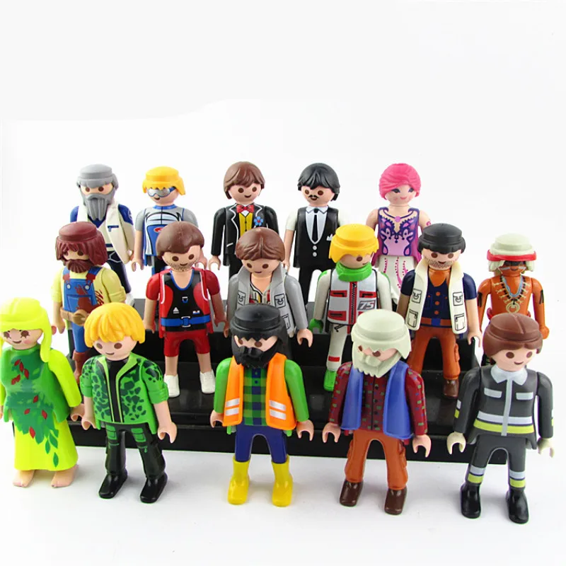 10 шт./лот набор игрушек Playmobil 7 см фигурки полицейских клоуны оригинальная модель