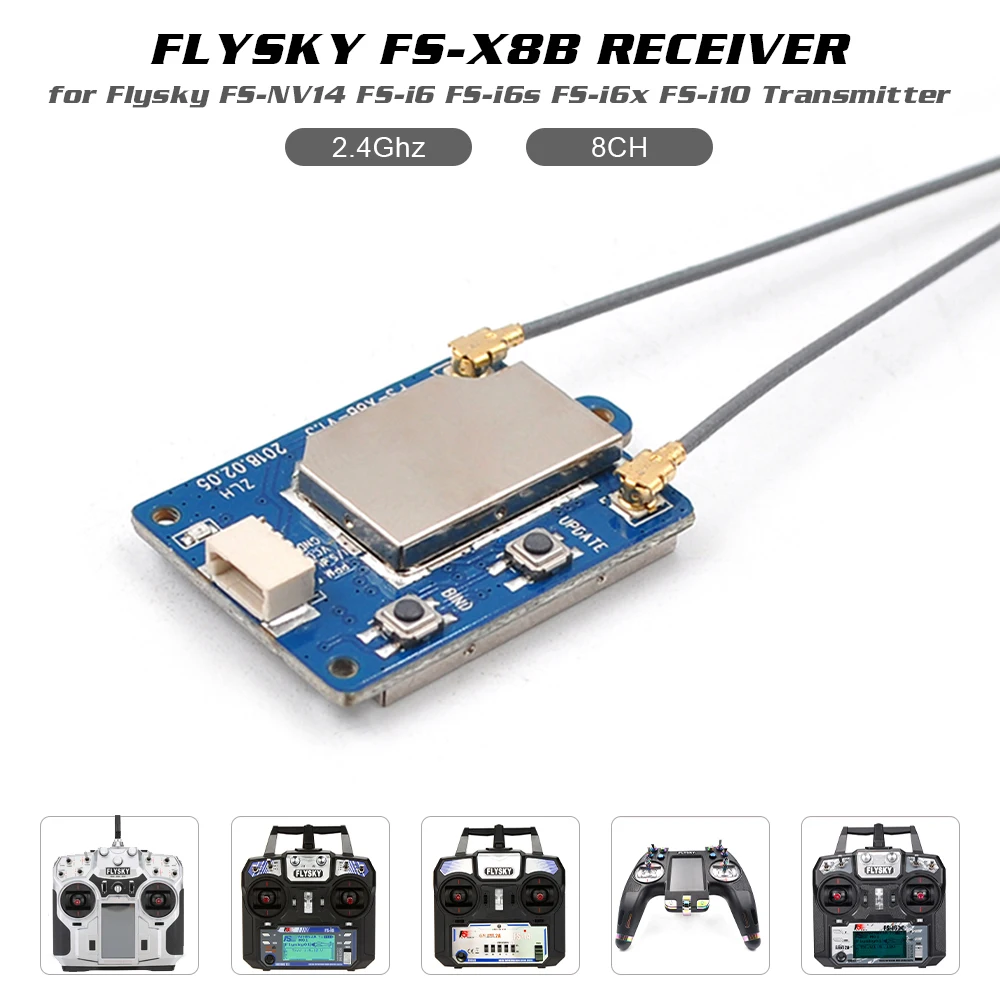 

Flysky FS-X8B Receiver 8CH 2.4G i-Bus/PPM Receiver for FS-Nirvana FS-NV14 FS-i6 FS-i6x FS-i8 FS-i10 Transmitter RC Quadcopter