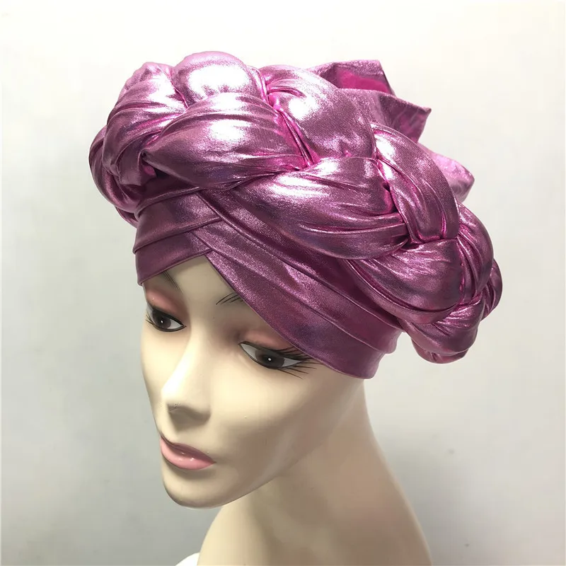 Нигерийский желтый Gele Headtie Aso Oke уже изготовленный Auto Ebi головной убор Африканский