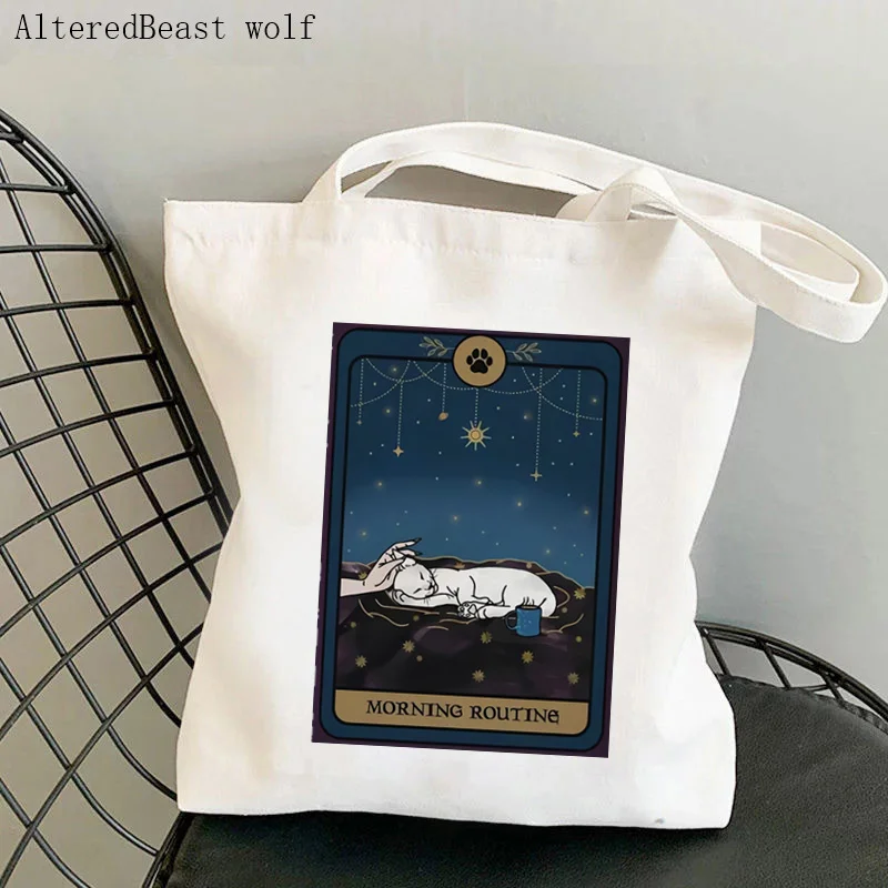 Women Shopper bag Cat Reading Because Murder Is Wrong Bag Harajuku Shopping Canvas Bag girl handbag Tote Shoulder Lady Bag