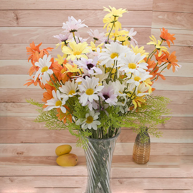 Flower 50cm Daisy Silk Artificial Bouquet 5 heads Fake Decorate for Home Wedding Luxury Decoration | Дом и сад