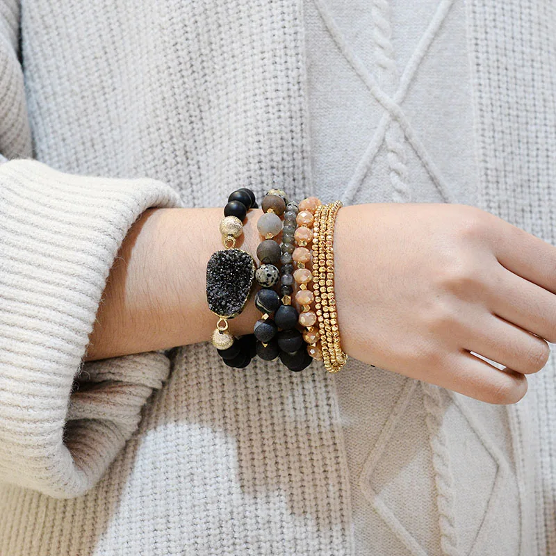 BOJIU-Natural-Matte-Stone-Bracelets-Set-For-Women-Gold-Tiny-Hematite-Black-Drzuy-Onyx-River-Stone (4)