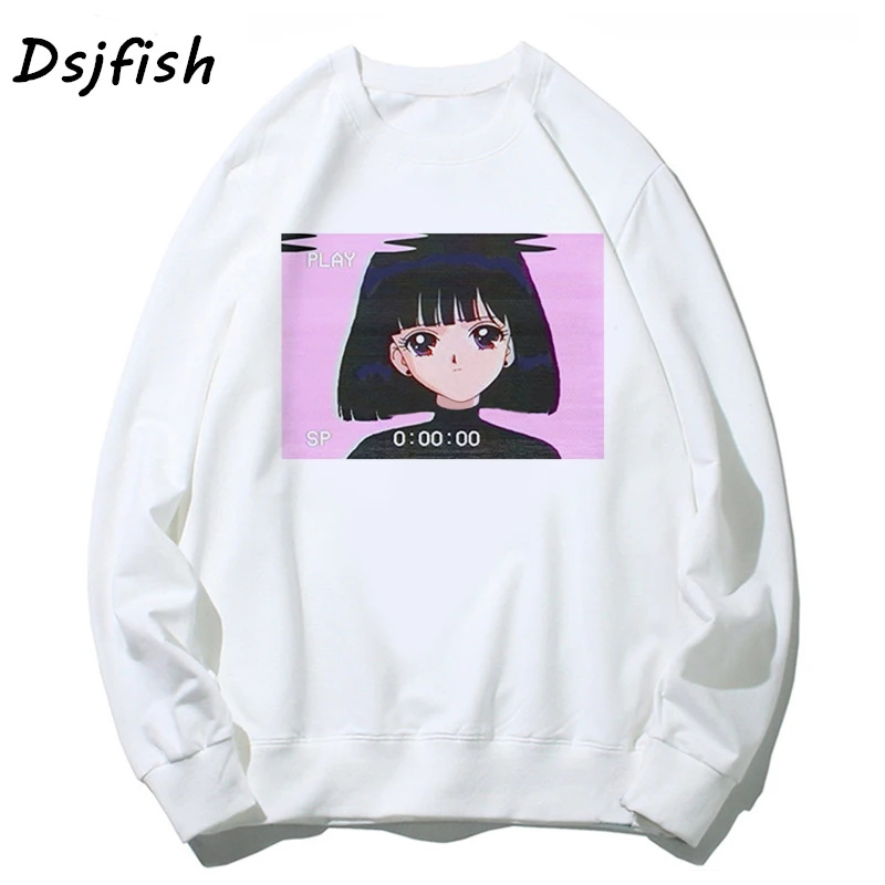 Мужские толстовки vaporwave Топы Sad Girl Ретро Аниме толстовки мужские эстетические модные японские унисекс уличные крутые худи