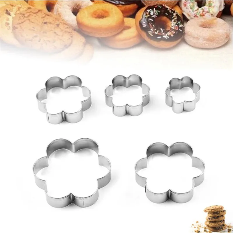 5 pcs/Set Flower Shape Cookie Cutter Stamp Sugarcraf Decoration Cake Tools Biscuit Mold Christmas Fondant Decorating Tool | Дом и сад