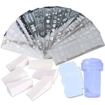 

1 Set Stamping Plates For Nails Flower Animal Geometry Image Templates with Jelly Stamper DIY Manicure Stencil Kit LASTZH01-12-3