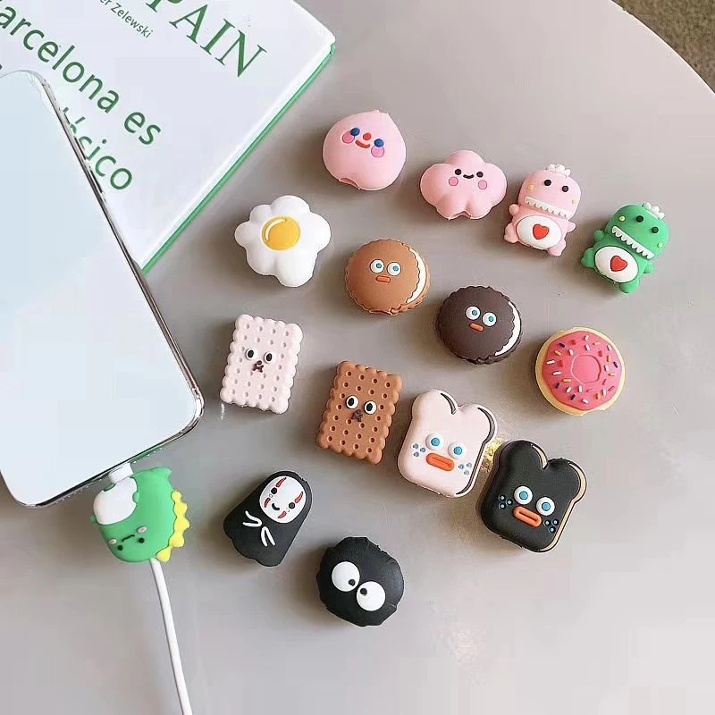 

New Cute Bite Animal Cable Protector for iPhone USB Charger Wire Winder Cable Organizer Cartoon Bites Phone Holder