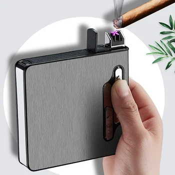 

New Cigarette Case with Dual Arc Lighter Large Capacity 20 Cigarettes Cigarette Box with USB Rechargeable Plasma Arc Lighter