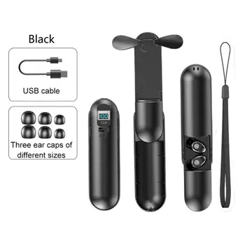 

TWS Wireless Bluetooth V5.0 Earphone High Definition Stereo Headset Charging Case Mini Handheld Fan Flashlight Earbuds