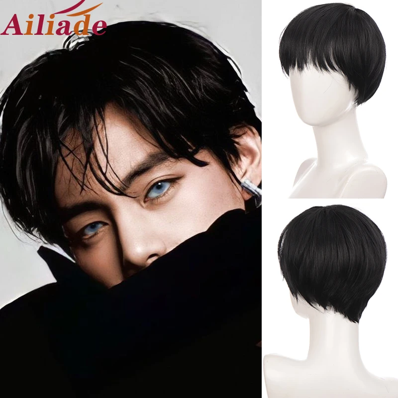Flash Sale Men's Wigs Bangs Short Synthetic-Wig Daily-Costume Cosplay Anime Black Male Women Party aKwjMRlm1ol