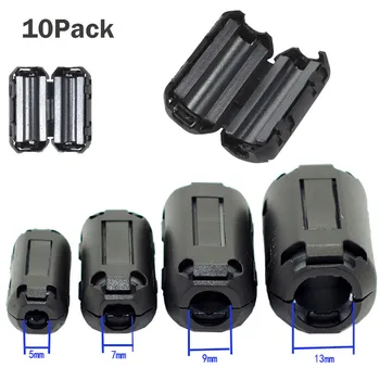 

10Pcs Black Clip On Clamp RFI EMI Noise Filters Ferrite Core For 7/9/13mm Cable