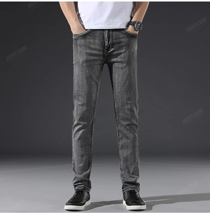 cargo jeans High quality 2022 New Men's Stretch-fit Jeans Business Casual Classic Style Fashion Denim Trousers Male Black Blue Gray Pants cowboy jeans