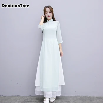 

2020 arrival aodai vietnam qipao dress for women traditional clothing ao dai dresses knee length oriental dress for women