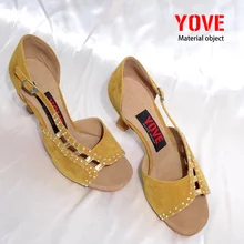 YOVE стиль w167-3 танцевальная обувь Бачата/Сальса крытый и открытый Женская танцевальная обувь