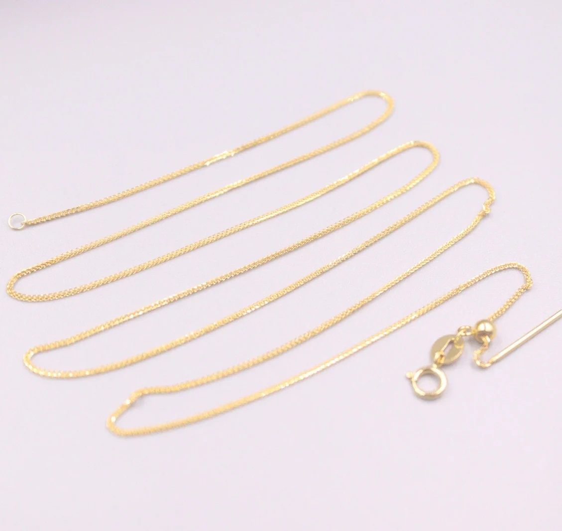 

Au750 Real 18K Yellow Gold Chain Neckalce For Women Female 0.9mm Thin Wheat Chain Link Choker Gold Necklaces 18''L Gift