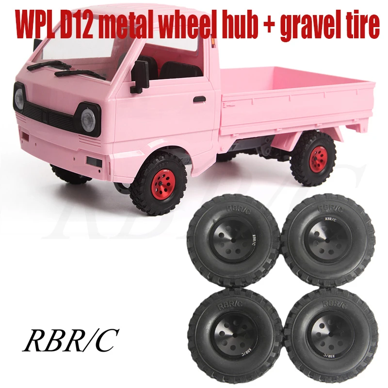 4pcs/set Metal Wheel Hub Tires For WPL D12 Drift Mini Truck RC Part Car C2H1