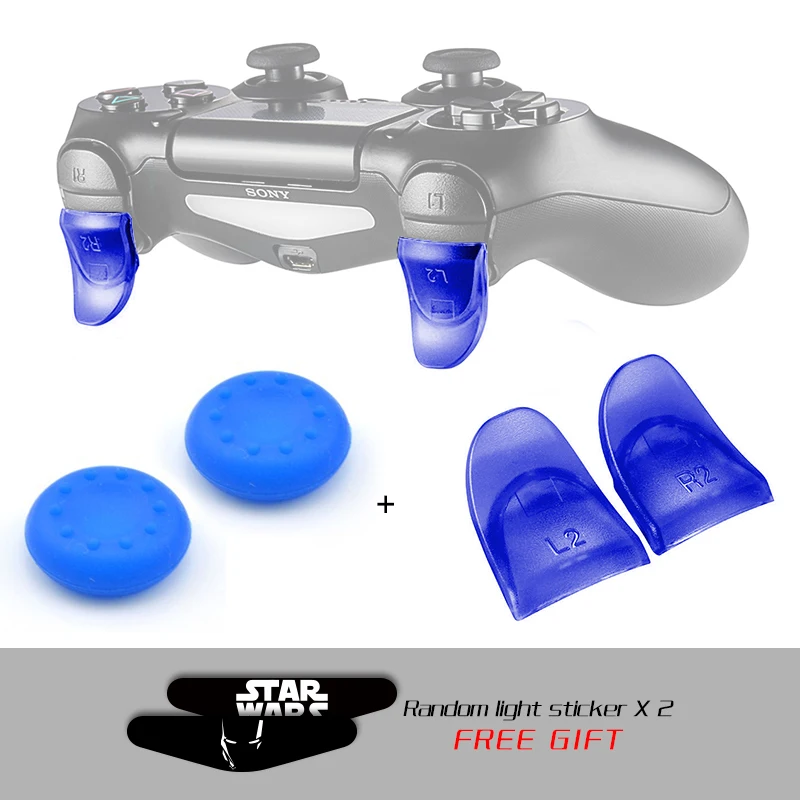 02 Blue 1 шт. изогнутый L2 R2 триггер расширитель кнопки комплект для playstation 4 PS4 S/PS4 Slim/PS4 Pro игровой контроллер аксессуары - Цвет: 02 Blue