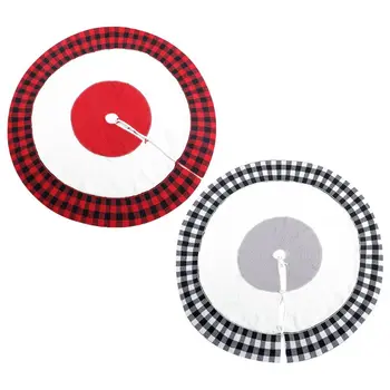 

48inch Christmas Tree Skirt Knitted Lattice Floor Mat Cover Ornament Xmas Decor