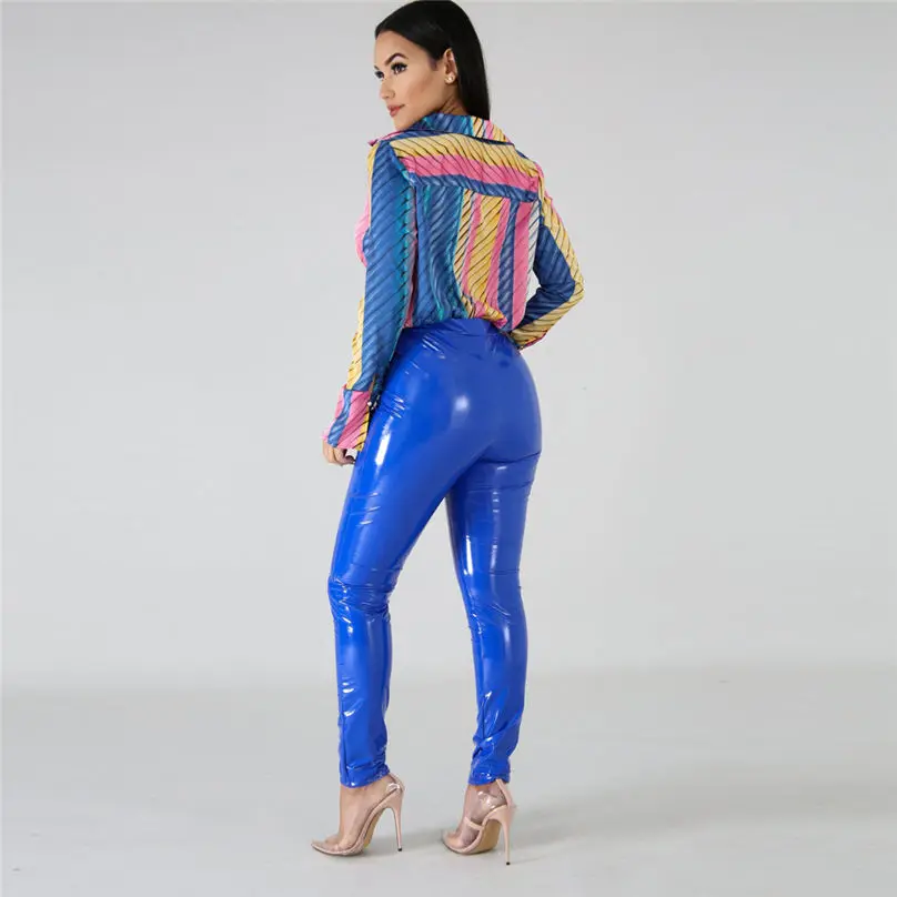 New Fashion Women High Waist Pant Thicken PU Leather Pants Stretch Ladies Leather Solid Slim Leggings Trousers Streetwear 4S10 (25)