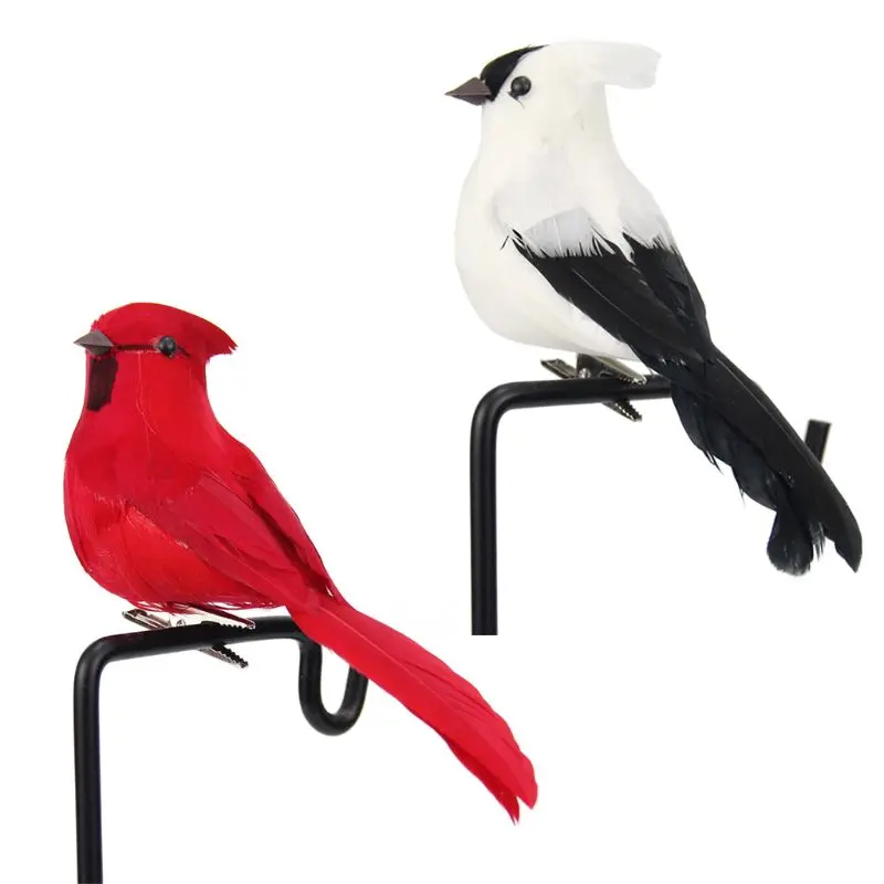 

10 Pcs Artificial Foam Feather Simulation Bird with Clips for Christmas Tree Dec