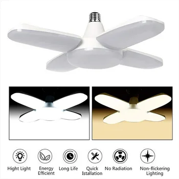 

New Led Folding Lights E27 B22 Led Fan Garage Light 6000LM 60W High Bay Industrial Lighting Lamp For Living Room Garage Lighting