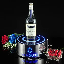 New LED Colorful Stainless Steel Luminous Laser Wine Base Bar Wine Champagne Display Luminous Bottom