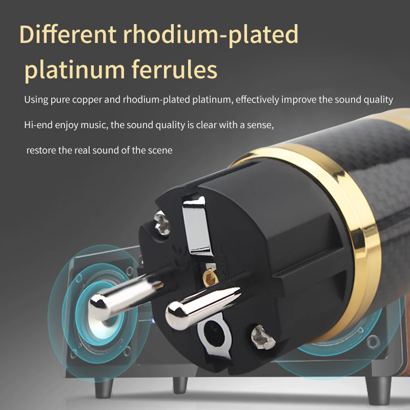 Conjunto de Fibra de Carbono Cabo de Alimentação Amplificador de Potência Xangsane Febre Alta Fidelidade Vermelho Cobre Ródio-platinum ue Plug Interface Diy um - Image 3
