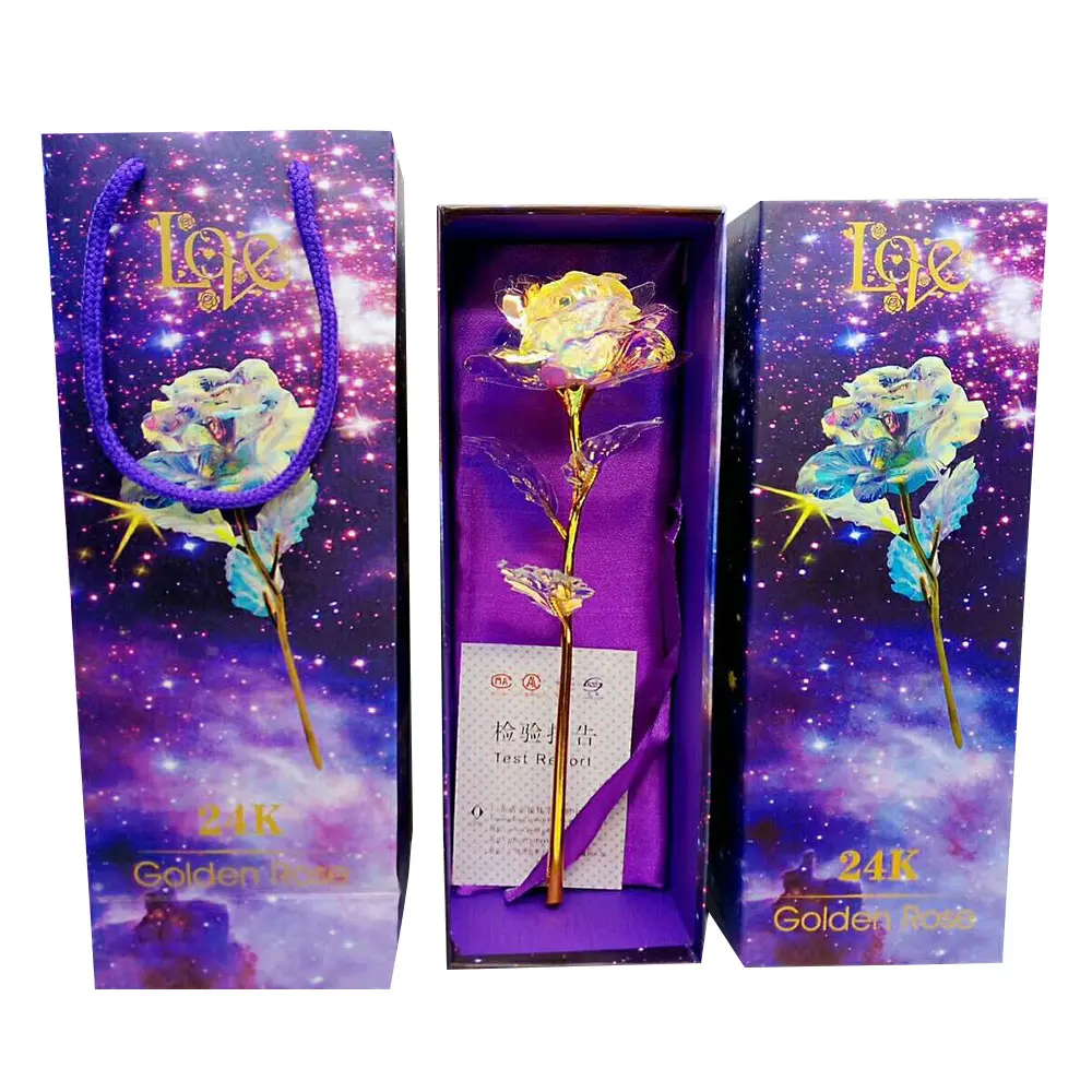 Luminescence 24K Gold Foil Lighting Rose Luminous Rose Valentine Gift Home Ornament Eternal Flower Beautiful Romantic Party - Цвет: Set 1