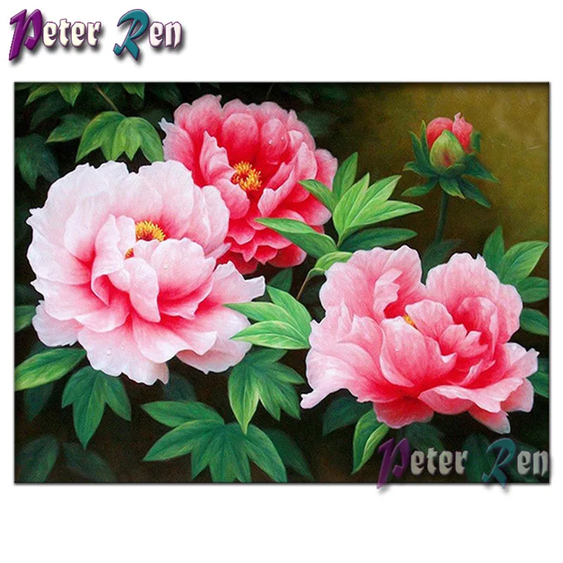 

Diy Diamond painting Pink peony flower Square/round mosaic full Paste diamond embroidery stick drill Cross Stitch Set Home Decor