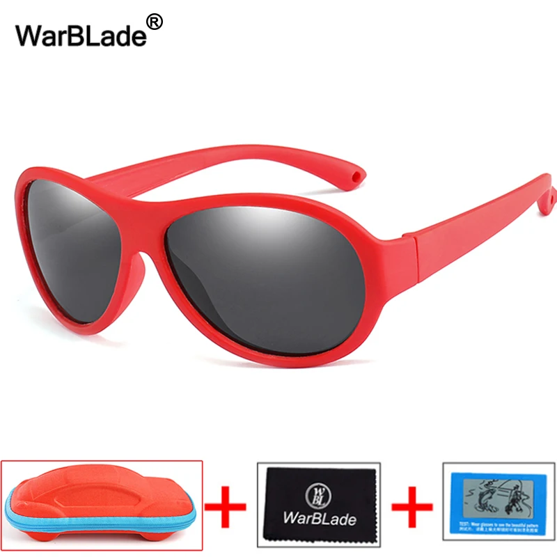 red gray R WarBlade, новинка, поляризованные детские солнцезащитные очки, квадратные, для мальчиков и девочек, детские солнцезащитные очки, UV400, защитные очки для детей, солнцезащитные очки с коробкой - Цвет линз: red gray R