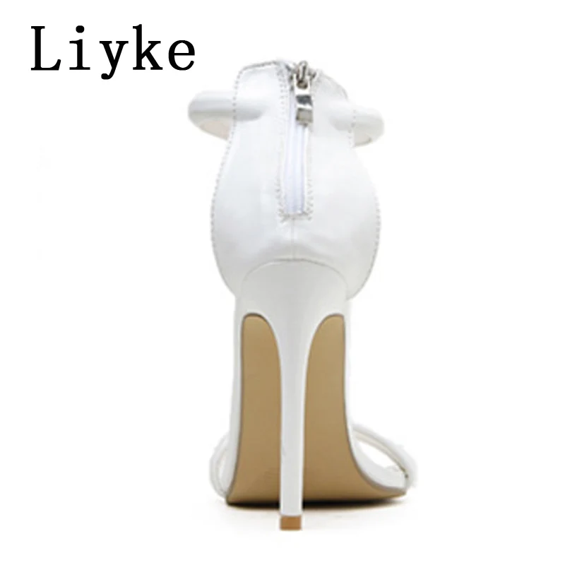 Liyke Gladiator High Heels Sexy Gold Sandals Fashion Square Toe Ankle Cover Strap Stiletto Stripper Women Shoes Pumps
