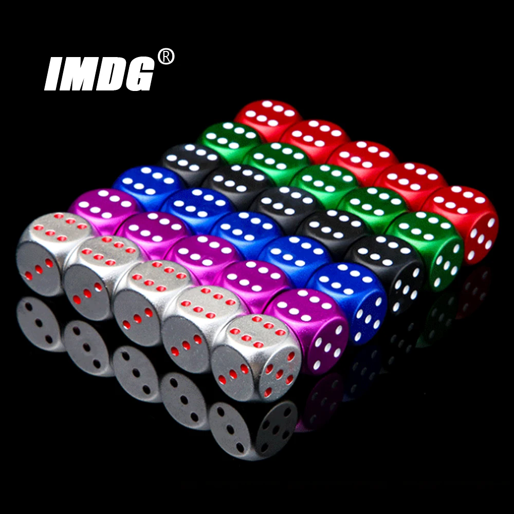 Game Dice Dice Set Colorful Aluminum Alloy Metal Dice Square Box 16mm Round Corner 5pcs/pack
