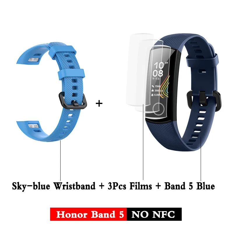 band5 blue add Sblue Huawei Honor band 5 smartband AMOLED huawei smartwatch кровяное кислородное сердце rage ftness трекер сна swiming sport trakcer gps - Цвет: band5 blue add Sblue