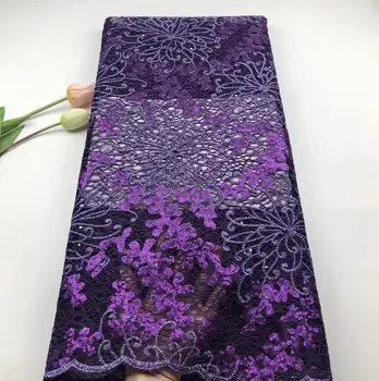 

French lace with sequins embroidery african lace fabric 2019 high quality 5yards nigerian lace fabric for wedding dress HS219