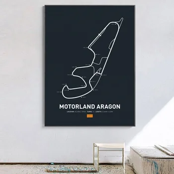 

Formula 1 Race Poster Motorland Aragon F1 Circuit Home Decoration Wall Art Canvas Fabric Cloth Print Pictures No Frame